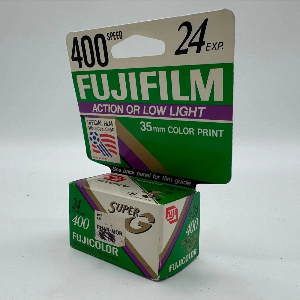 Vintage Fujifilm Fujicolor Super G 400 35mm Film 24 Exp World Cup USA 94 Sealed